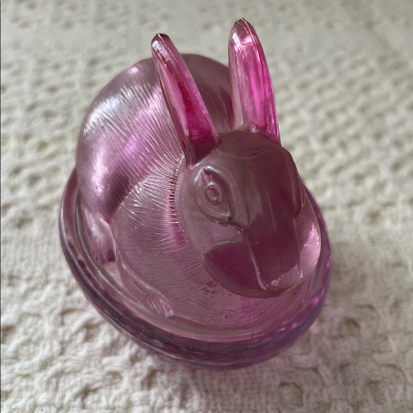 Pink Glass Rabbit Candy Dish - Picture 2 of 8